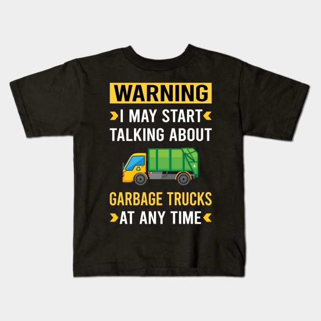 Warning Garbage Truck Trucks Kids T-Shirt by Bourguignon Aror